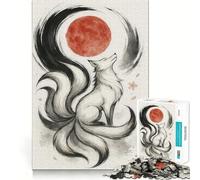 Nine-tailed Fox And Red Moon Art Jigsaw Puzzle 1000 Piece for Adults Logic Boost Toy Together Fun Premium Edge Stylish Gift (38x52cm)