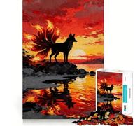 Nine-tailed Fox at Sunset 1000 Piece Jigsaw Puzzles for Teenagers Jigsaw Memory Lift Light Relax Image Assembly (38x26cm)