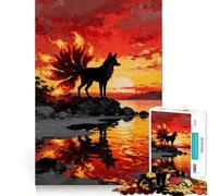 Nine-tailed Fox at Sunset 1000-piece Puzzle for Teenagers Logic Boost Toy Tension Relief Quality Edge Santa Wish Item (50x75cm)