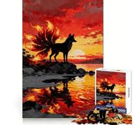 Nine-tailed Fox at Sunset 1000-piece Puzzle for Teenagers Logic Boost Toy Tension Relief Quality Edge Santa Wish Item (50x75cm)