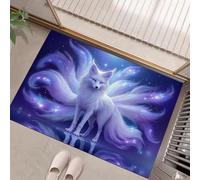 Nine-Tailed Fox Door Mats Indoor 60 X 90 Cm, Fantasy Animalsdurable Interior Doormat, Non Slip Floor Mat Welcome Entrance Doormats Machine Washable Low Profile Doormat Blue