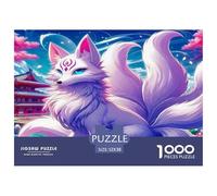 Nine-tailed Fox Educational Game Decompression 1000 Pieces Jigsaw Puzzle - Nine-tailed Fox Cosmic Purple Magical Ethereal for Adults Kids Home Activity52x38cm/1000pcs