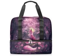Nine Tailed Fox Flower Sports Duffle Bag for Women Men Kirls Boys Girls 21 L Weekend Overnight Bags Wet Seperated Tote Bag for Travel Gym Yoga