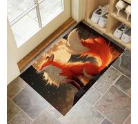 Nine-Tailed Fox Front Door Mat, Absorbent Muddy Dirt Resist Door Mats Indoor, Fade Resistant, Fantasy Animals Non-Slip Backing Entry Mat Low Profile Doormat For Entryway, 40 X 60 Cm, Mixed Colors