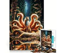 Nine-Tailed Fox in Forest Jigsaw Puzzles for Teenagers 1000 Pieces Reason Skill Toy Soothing Play Exact Cut Santa Wish Gift (50x75cm)
