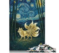 Nine-tailed Fox in Starry Night Puzzle for Adults And Teenagers 1000 Pieces Puzzle for Adults Sustainable Puzzle Games 1000pcs (38x26cm)
