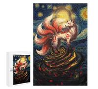 Nine-tailed Fox in Starry Night Style Wooden Picture Puzzle for Grown-Ups, 1000 PCS - Winter Gift - for A Rewarding Weekend Challenge