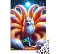 Nine Tailed Fox Jigsaw Puzzle for Adults 1000 Piece Jigsaw Puzzle Forest Moon Night Puzzle Game for Family Relaxation Focus Home Gift 38x26cm/1000pcs