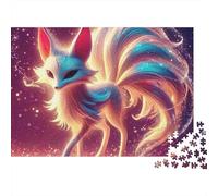 Nine-tailed Fox Jigsaw Puzzle Rainbow Mythical Fox 1000pc Premium Smooth Cardboard Travel Staycation Stress Relief for Adults Couples Family Beginners Enthusiasts 38x26cm/1000pcs