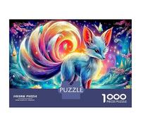 Nine-tailed Fox Jigsaw Puzzle Set, Cosmic Fox in Galaxy 1000 Pc, Sturdy Cardboard, Logic Skill Puzzle, After-School Puzzle Activity, Relaxation & Creativity 70x50cm/1000pcs