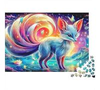 Nine-tailed Fox Jigsaw Puzzles for Adults 1000 Pieces Rainbow Fox in Nebula No Dust, Home Decor Challenge Toy for Men Women Elders Seniors Colourful Game Toy 70x50cm/1000pcs