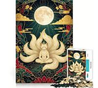 Nine-tailed Fox Meditation Under The Moon Jigsaw Puzzles 1000 Pieces for Teenagers Recall Boost Serene Time Smooth Cut Elegant Gift (50x75cm)