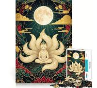 Nine-tailed Fox Meditation Under The Moon Jigsaw Puzzles for Adults1000 Piece Strengthen Memory Home Activity Clean Edge Festive Gift (38x52cm)