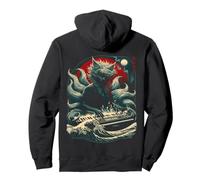 Nine Tailed Fox Pianist Japanese Wave Red Moon Dark Art Pullover Hoodie
