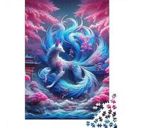 Nine Tailed Fox Puzzle 1000 Piece Jigsaw Puzzle 1000 pieces Fantasy Sakura Night View Puzzle Game for Adults Family Relaxation Home Decor 38x26cm/1000pcs