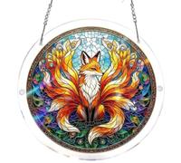 Nine-tailed Fox Stained Glass Jigsaw Puzzle Suncatcher for Windows,7.4 Inch DIY Suncatcher Kits,Acrylic Jigsaw Sun Catcher DIY Rainbow Maker,Vibrant Home Decor Art Gift for Women,Mum,Birthday