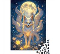 Nine-tailed Fox Under The Moon 1000-Piece Adult Jigsaw Puzzle, 70x50cm/1000pcs, for Progress Whenever Time Allows; White Cardboard for Cleaner Sorting