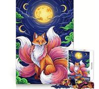Nine-tailed Fox Under The Moon 1000 Piece Jigsaws for Teenagers Puzzle Recall Boost Stress Free Smooth Cut Artistic Gift (50x75cm)