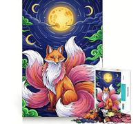 Nine-tailed Fox Under The Moon Jigsaw Puzzles for Adults 1000 Piece Mind Puzzle Slow Enjoy Image Assembly Perfect Present (38x26cm)