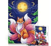 Nine-tailed Fox Under The Moon Jigsaw Puzzles for Adults 1000 Piece Mind Puzzle Slow Enjoy Image Assembly Perfect Present (38x26cm)