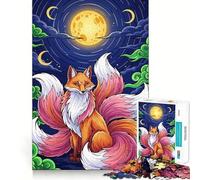 Nine-tailed Fox Under The Moon Jigsaw Puzzles for Adults 1000 Pieces Fine Logic Toy Casual Relax Neat Edge Fine Art Piece (38x52cm)