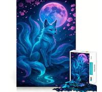 Nine-tailed Fox Under The Moonlight 1000 Pieces Jigsaw Puzzles for Adults Brain Challenge Toy Indoor Play Precise Cut Fine Art Piece (38x52cm)