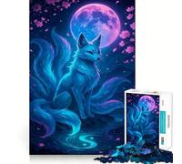 Nine-tailed Fox Under The Moonlight Jigsaw Puzzle 1000 Piece for Adults Logic Boost Toy Together Fun Premium Edge Stylish Gift (38x26cm)