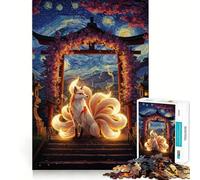 Nine-tailed Fox Under Torii Gate Jigsaw 1000 Pieces for Adults Cognitive Toy Bonding Time Pattern Assembly Santa Wish Item (50x75cm)