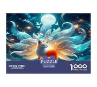 Nine-tailed Fox Wall Decoration And Gifts 1000 Pieces Puzzle -Nine-tailed Fox Ocean Waves Glowing Serene Vibrant Recycled Paper Fun And Challenging Family Game52x38cm/1000pcs