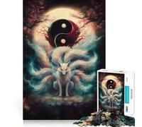 Nine-Tailed Fox Yin Yang 1000 Piece Jigsaw Puzzles for Teenagers Jigsaw Mind Game Toy Home Enjoy Neat Cut Perfect Present (50x75cm)