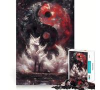 Nine-Tailed Fox Yin Yang Jigsaw Puzzles for Adults1000 Piece Strengthen Memory Home Activity Clean Edge Festive Gift (38x26cm)
