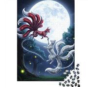 Nine-tailed Foxes Moonlight 1000-Piece Puzzle for Adults, 70x50cm/1000pcs, White Pieces for Organised Sorting; Easy to Revisit Throughout The Week
