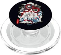 Nine Tailed Kitsune Fox and Dragon Japanese Temple Moon Art PopSockets PopGrip for MagSafe