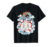 Nine-Tailed Kitsune Fox Japanese Dragon Mythical Anime Art T-Shirt