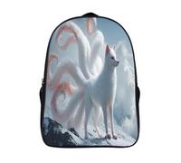 Nine Tailed White Fox on The Mountain Top Boys Girls Babies Toddler Backpack Side Hidden Pockets,with Adjustment Buckle Kids Travel Bag For, 16 inch