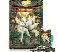 Nine Tails Under The Torii Sunset Jigsaw Puzzles for Adults 1000 Pieces Fine Logic Toy Casual Relax Neat Edge Fine Art Piece (38x26cm)