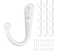 Nine to Nine 15PCS Coat Hooks Wall Mounted Single Prong Robe Hook for Hanging Towel Hooks with 30 Screws for Bags, Hat, Key, Cap, Scarf, Cup (15PCS, White)