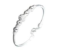 Nine Transfer Bead Bracelet for Women Simple Silver Plated Three Lives and Three Worlds Bracelet for Women Exquisite Jewelry Bracelet Hoop Pearl Earrings for Women (Silver, One Size)