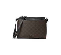 Nine West Bowie Mini Top Zip Crossbody, Brown Logo/Black, Medium