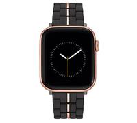 Nine West Fashion Rubberized Bracelet for Apple Watch Secure, Adjustable, Apple Watch Band Replacement, Fits Most Wrists, Black/Rose Gold, Black/Rose Gold, Modern
