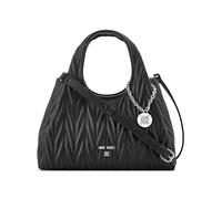 Nine West Women's Jaslee Top Handle, Designer, Trend, Crossbody Shoulder, Satchel, Quilt, Suede, Black, Medium