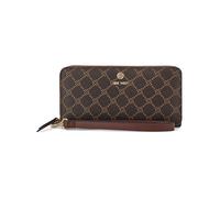 Nine West Lockup 9s Zip Around with Wristlet, Brown Logo Mahogany, Medium