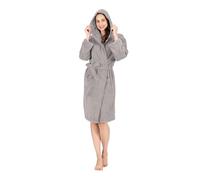 NINE WEST Woman's Hooded Terry Cloth Luxury Bathrobe, 1% Turkish Cotton, Stone, Large