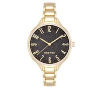 Nine West Women's Bracelet Watch, Gold/Black, NW/2336BKGB