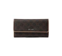 NINE WEST Women's Brown Logo/Latte Faux Leather Bi-Fold Wallet with Credit Card Slot, Zuri Slg Check Sec, Medium