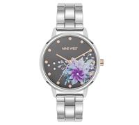 Nine West Women's Crystal Accented Bracelet Watch, Grey/Silver