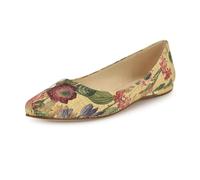 NINE WEST Women's Flats, White/Natural Vintage Floral Multi 114, 4 UK