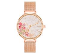 Nine West Women's Floral Dial Mesh Bracelet Watch, Rose Gold, NW/3000FLRG