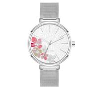 Nine West Women's Floral Dial Mesh Bracelet Watch, Silver, NW/3001FLSV
