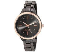 Nine West Women's Glitter Accented Bracelet Watch, Gunmetal Grey/Rose Gold, Modern